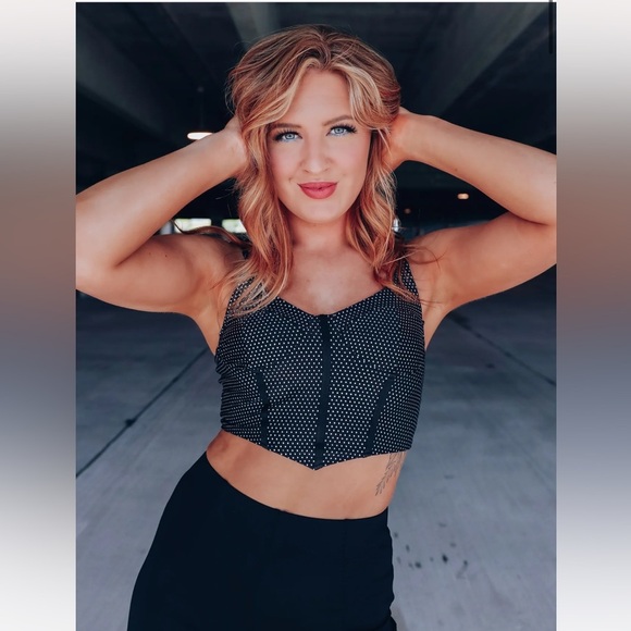 Women’s Black NIKKI POLKA DOT CORSET TOP | NEW/NWT!! 🖤 - Picture 2 of 9